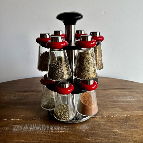 Vintage Sur La Table 11 Piece Spice Rack Container Round 360 Degree - Picture 1 of 9